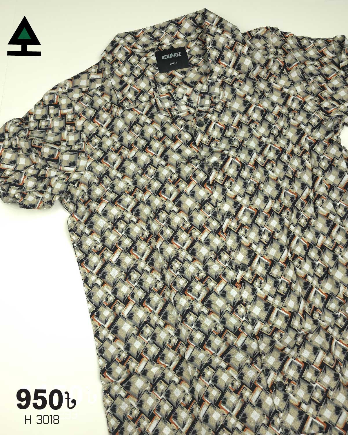 Cuban Collar Half Sleeve Shirt- 23H 3018