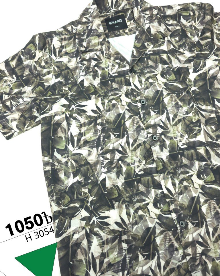 Cuban Collar Half Sleeve Shirt- 23H 3054