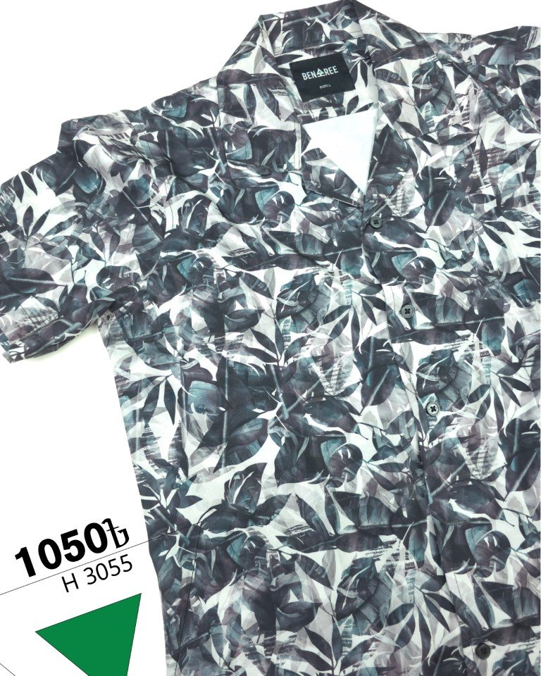 Cuban Collar Half Sleeve Shirt- 23H 3055