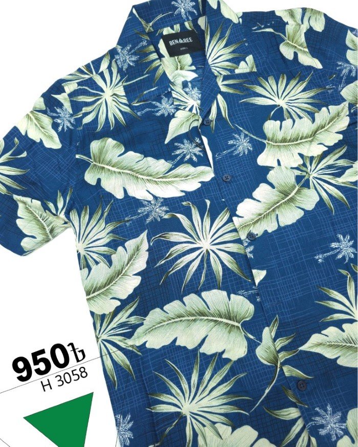 Cuban Collar Half Sleeve Shirt- 23H 3058