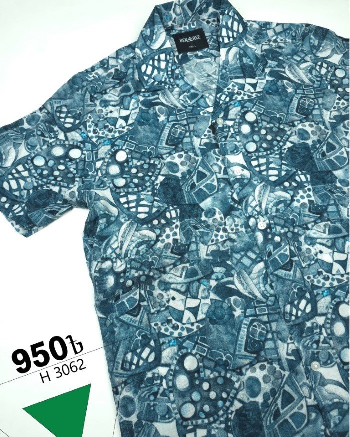 Cuban Collar Half Sleeve Shirt- 23H 3062