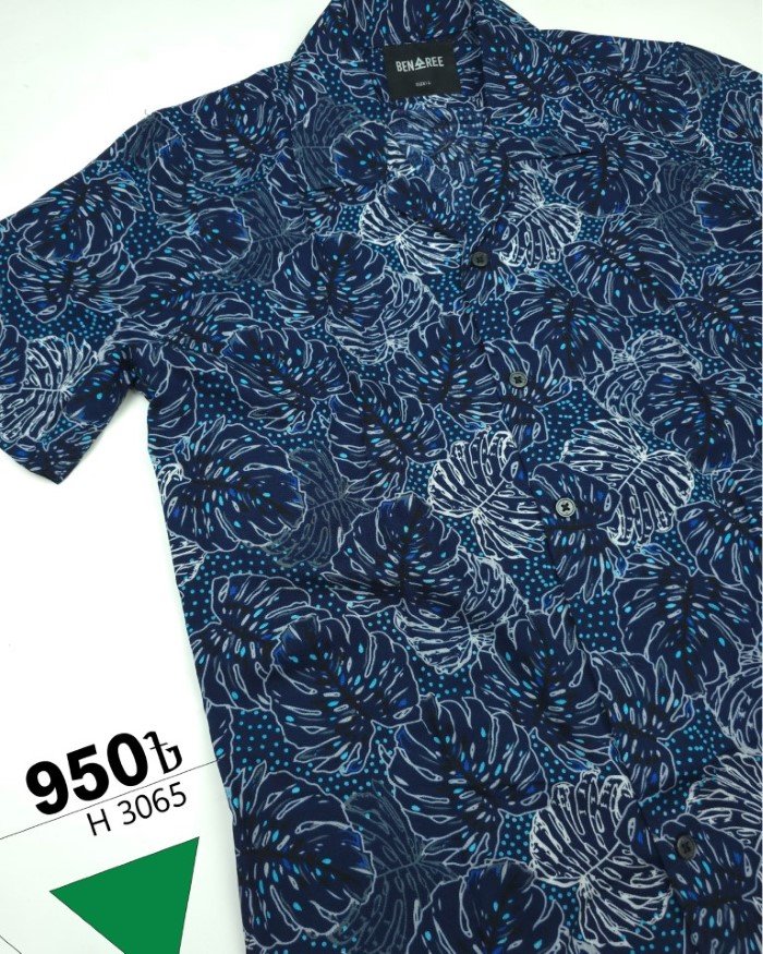 Cuban Collar Half Sleeve Shirt- 23H 3065