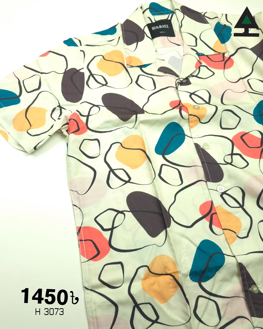 Cuban Collar Half Sleeve Shirt- 23H 3073