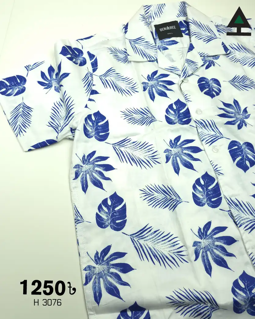 Cuban Collar Half Sleeve Shirt- 23H 3076