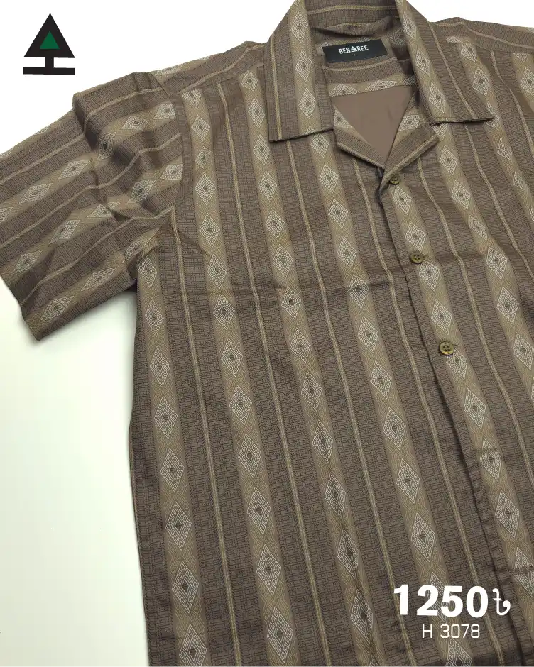 Cuban Collar Half Sleeve Shirt- 23H 3078