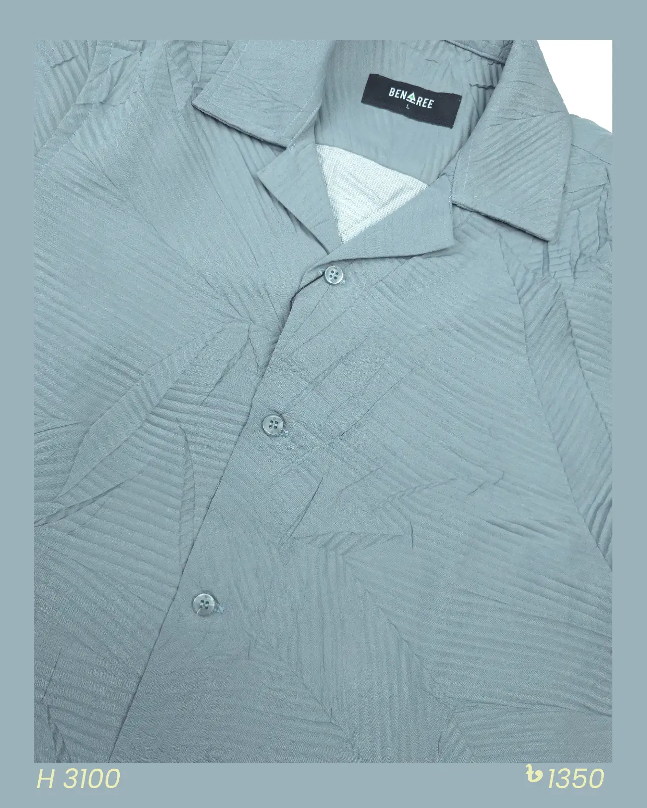 Cuban Collar Half Sleeve Shirt- 23H 3100