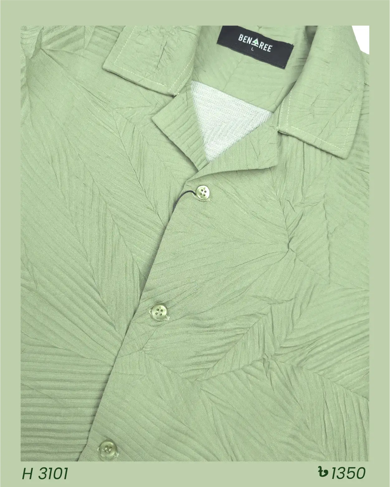 Cuban Collar Half Sleeve Shirt- 23H 3101