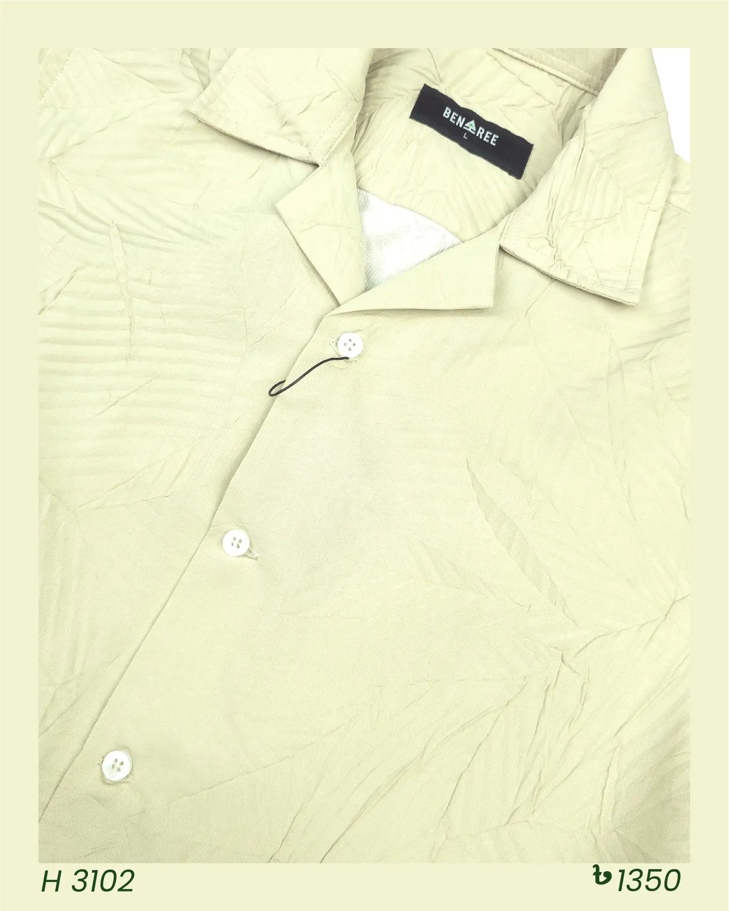 Cuban Collar Half Sleeve Shirt- 23H 3102