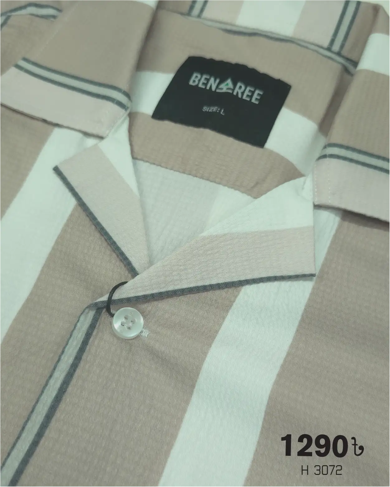 Cuban Collar Half Sleeve Shirt- 23H 3072