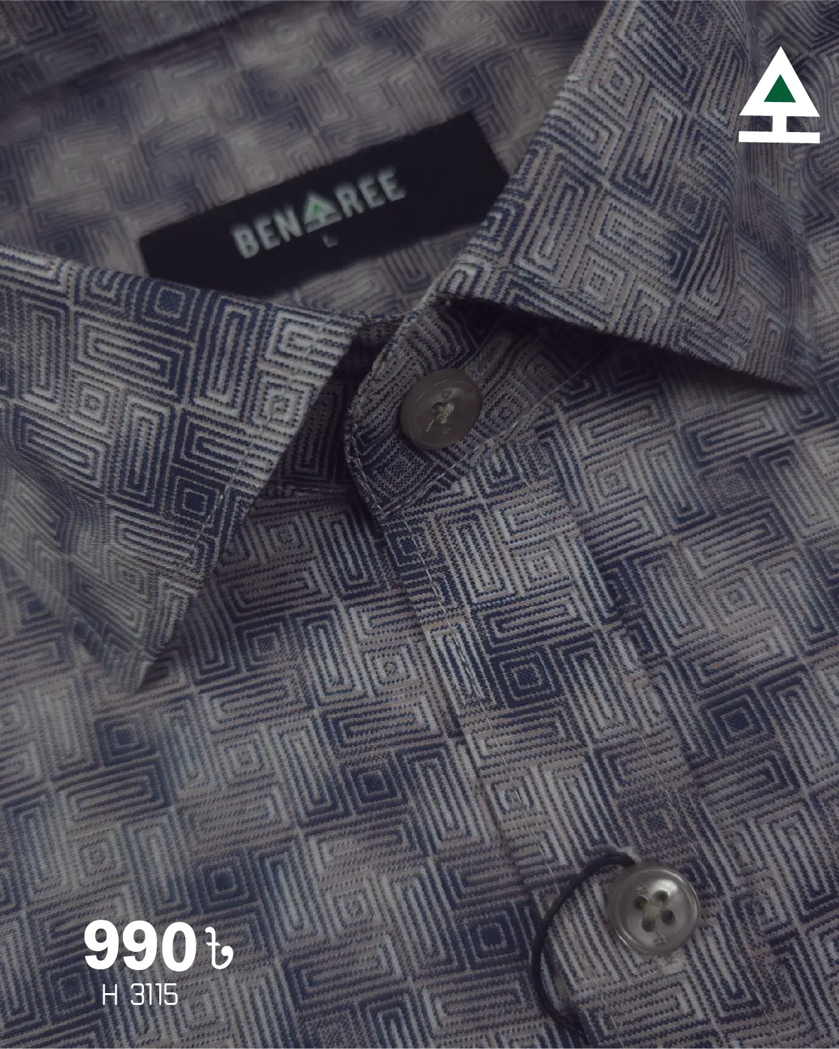 Navy Blue & Light Purple Half Sleeve Shirt- 23H 3115