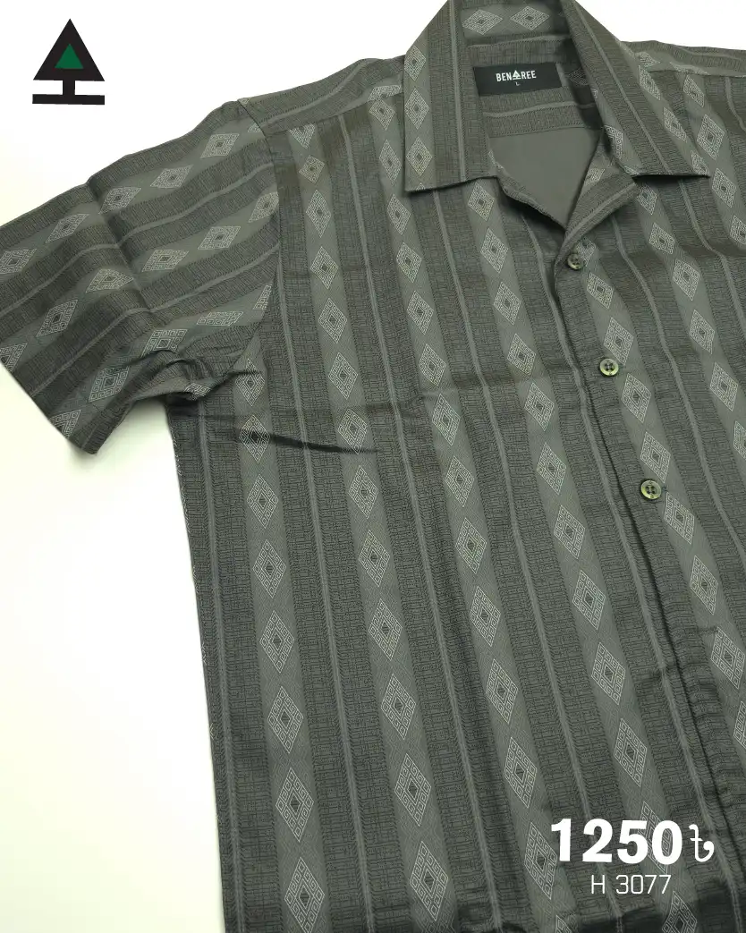 Cuban Collar Half Sleeve Shirt- 23H 3077