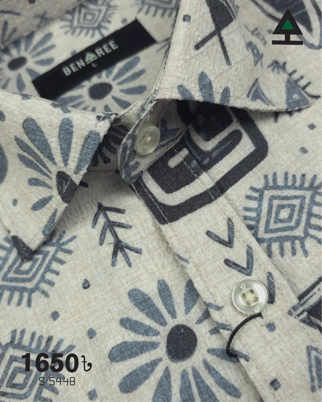 Denim Blue, Dark grey on Oatmeal Beige  - 23S 5448